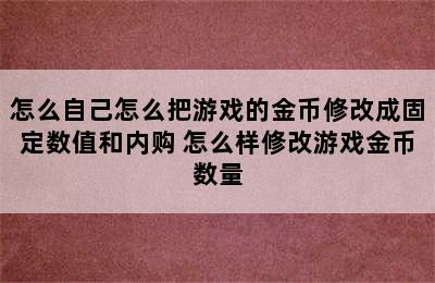 怎么自己怎么把游戏的金币修改成固定数值和内购 怎么样修改游戏金币数量